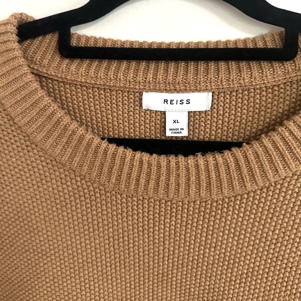 Reiss Cole Ribbed Crew Neck Jumper In Camel XL
